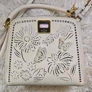 Kate Spade White Floral and Butterfly Crossbody Bag